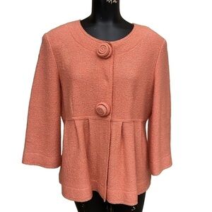Kenar Wool-Blend Peach and Silver Lurex Blouse Cardigan Size XL